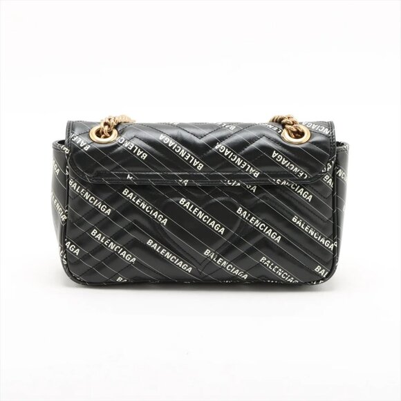 Gucci x Balenciaga GG Marmont Leather Chain Shoulder Bag – Black - Picture 2 of 9